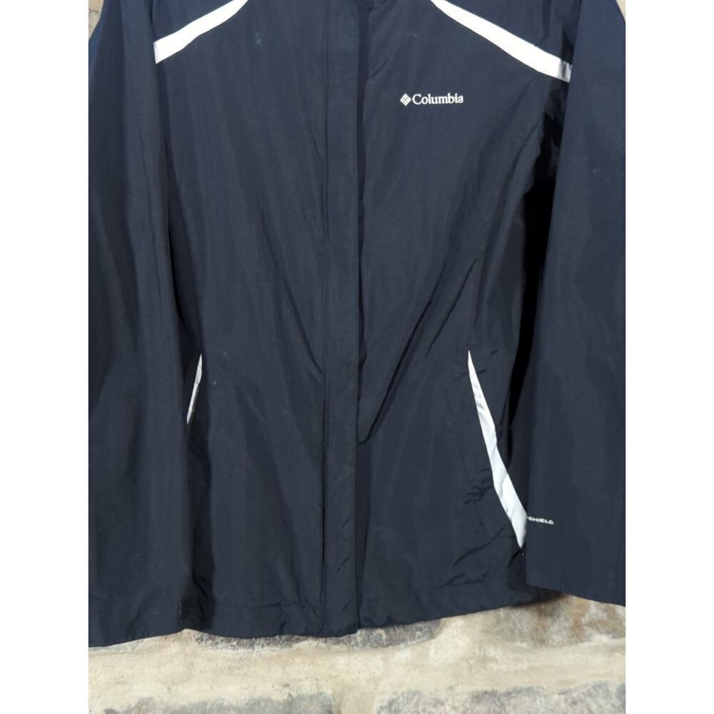 Columbia Coat Woman's Large Black‎ White Interchange Hooded Omni-Shield Nylon - Picture 3 of 14
